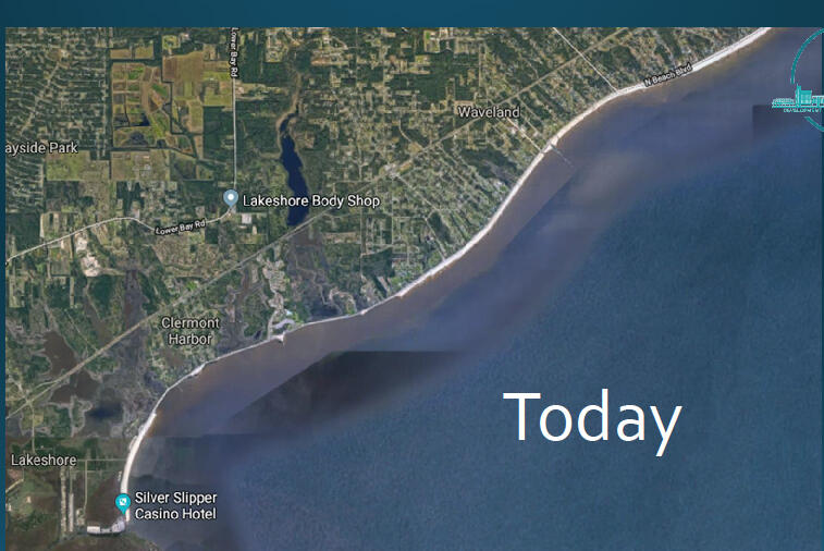 The current Waveland, MS Coastline The current Waveland, MS Coastline